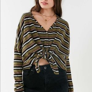 UO Jojo Oversized Thermal Button-Front Top